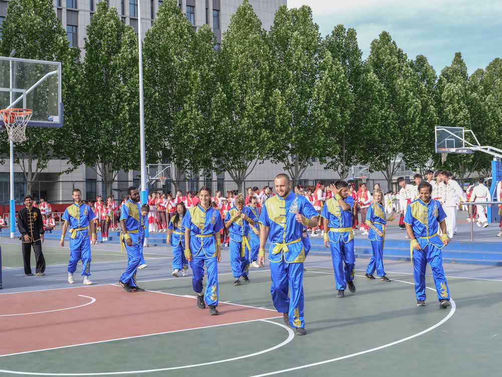 Close-up of student dancer, Xingtai Technical University performance