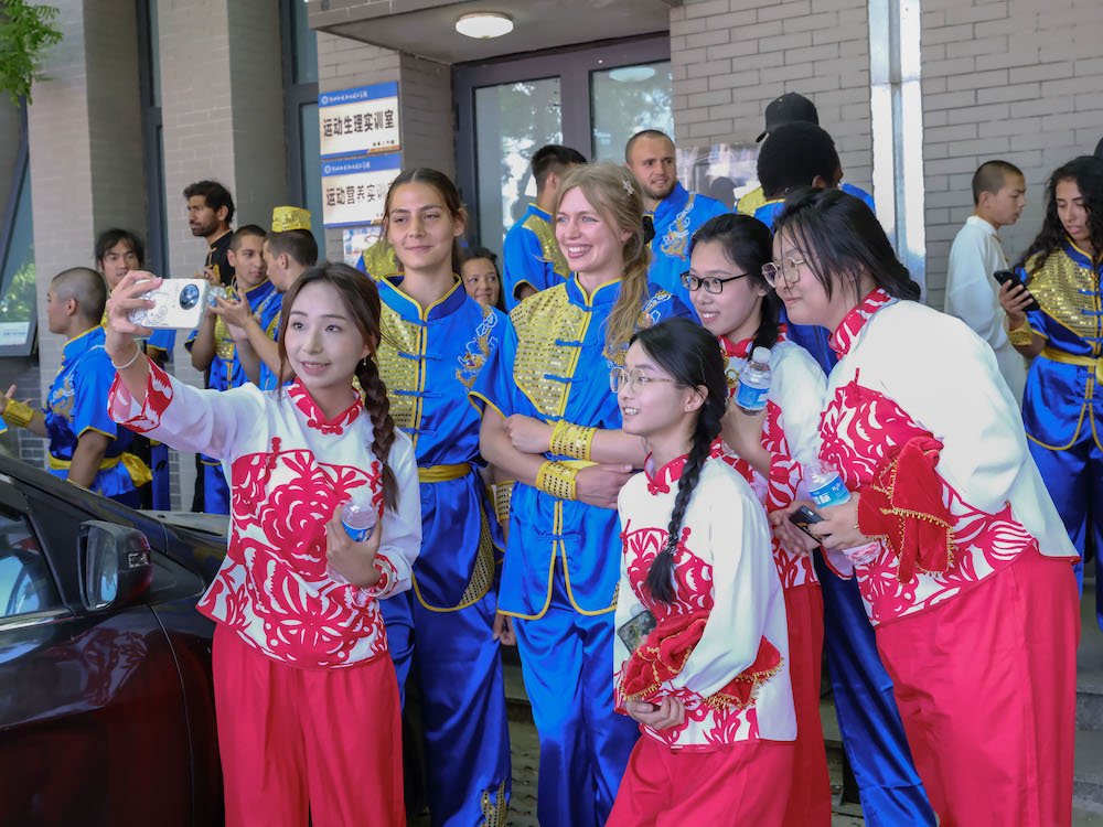 Choreographer Shifu Shi Yanjun with students, May 1st celebration